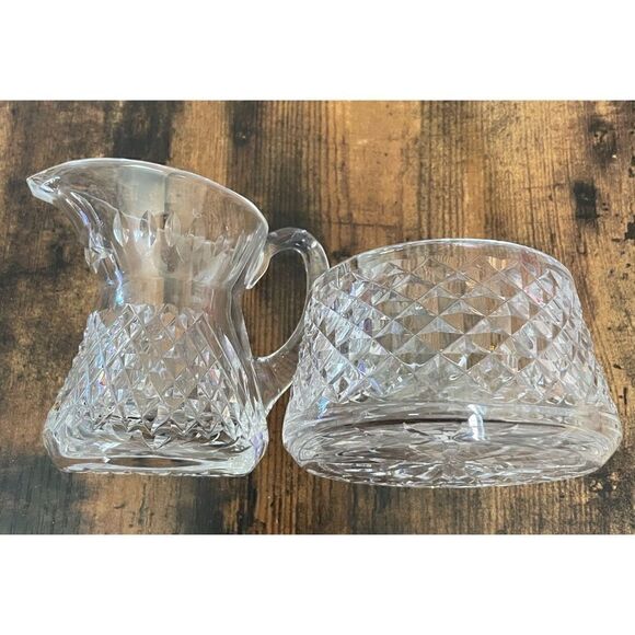 VINTAGE WATERFORD CRYSTAL ALANA OPEN SUGAR AND CREAMER (DISCONTINUED) New